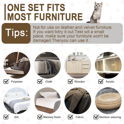 10 Pcs Anti Cat Scratch Furniture Protectors, Double Sided Sticky Tape for Cats, Couch Protector, Sticky Paws