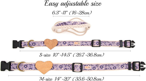 Pettsie Dog Heart Collar & Matching Friendship Bracelet - Adjustable Durable Hemp for Small & Medium Dogs