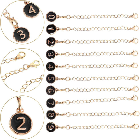 10pcs Backpacks BESPORTBLE Black Metal Hanging Cup Chain with Lobster Clasp, Decorative Number Charms for Tumbler