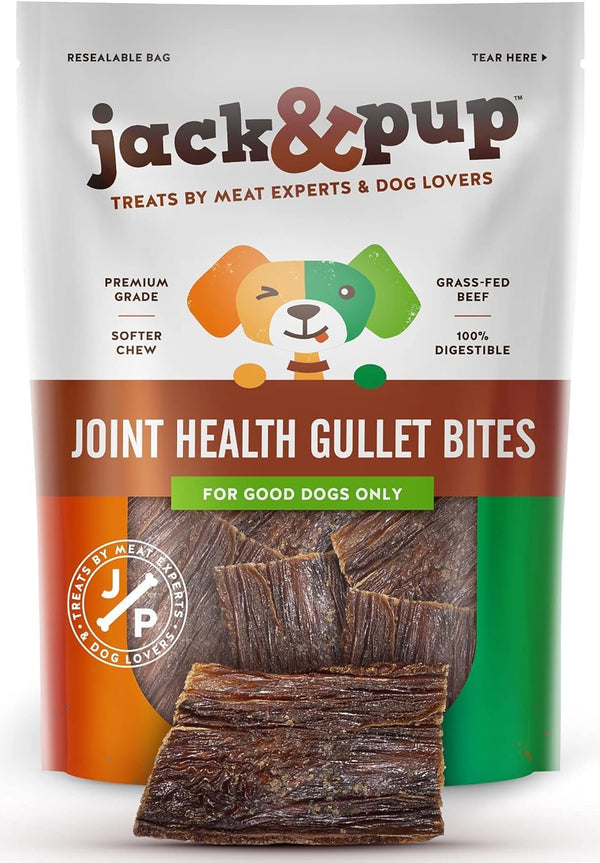 Jack&Pup Beef Gullet Bites (1 LB) Gullet Jerky for Small, Medium Dogs,