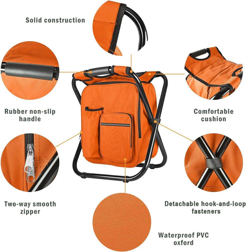 Backpack 300 LBS Backpack Kikerike Stool Cooler Chair Heavy Duty Max Load Portable Lightweight Stool Folding Fishing