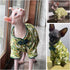 Traditional Culture Sphynx Hairless Cat Cotton T-Shirts, Pet Sweater Vest for Cats & Small Dogs (White Petunia Chi-Pao,