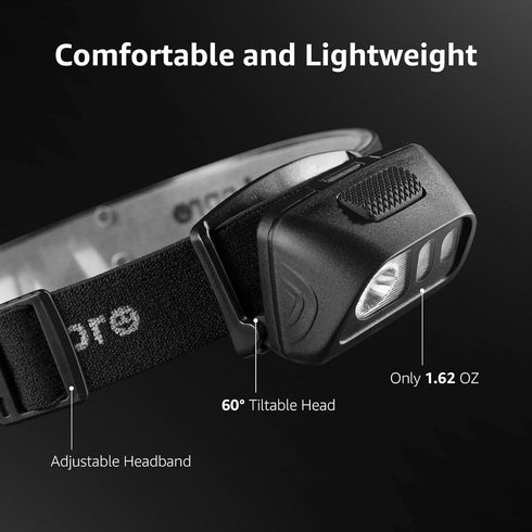 Lepro LED Headlamp Flashlights - 1500Lux Head Lamp with 6 Lighting Modes, IPX4 Waterproof for Camping Hiking