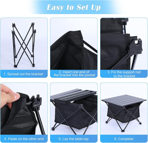 Foldable Small Folding Table, Portable with High-Capacity Storage for Outdoor Camping, BBQ, Picnics, Cooking