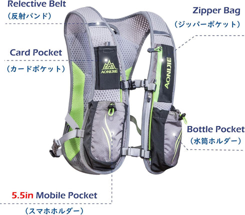 TRIWONDER 5L Hydration Pack Backpack, Marathoner Running Race Vest