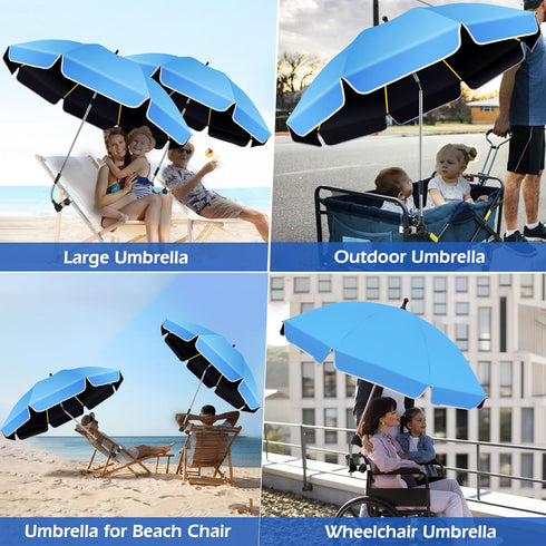 360Adjustable 2 PACK 48.8" 3 180+360 Umbrella Protection Stroller, beach chair umbrella with clamp, high UV protection.