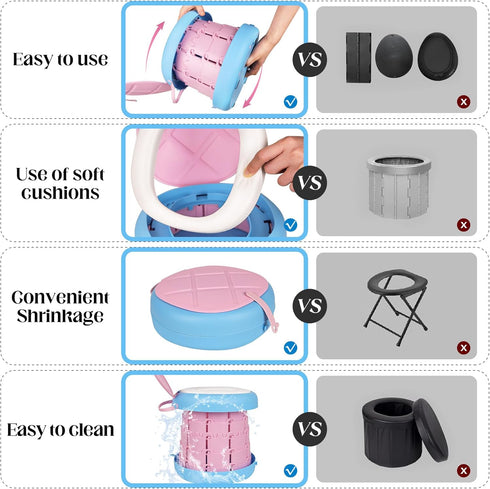 Inmorven Portable Toilet Camping Foldable Potty for Toddler Adults Kids Travel Potty