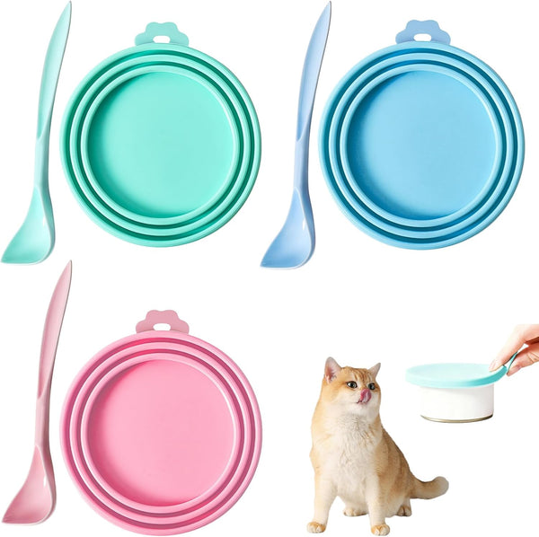 CllyCnny Pet Food Can Lid - 3pcs Silicone Reusable Cat Dog Cans Cover