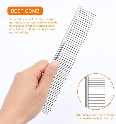 BWOGUE Premium Tick Removal Kit for Dogs and Cats - Stainless Steel Tool with Comb for Easy Tick and Flea Removal