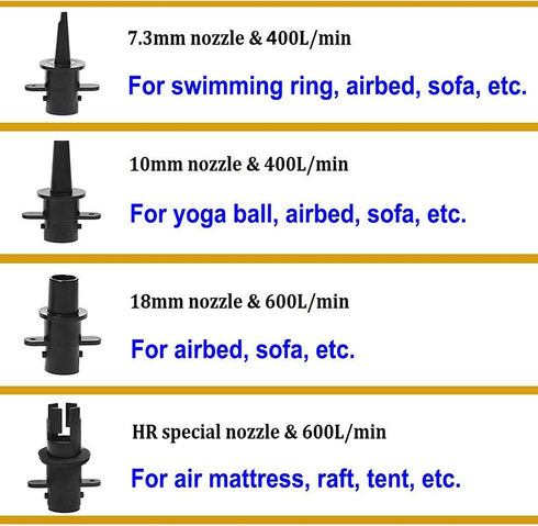 4 Nozzles 300W BOMPOW Electric Pump for Inflatables with Air Mattress Pump Inflator/Deflator, Queen/King Size Pool Air