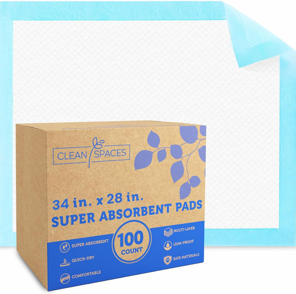 CLEAN SPACES Extra Large Puppy Pads 28"x34",Super Absorbent Disposable Pee Pads for Dogs /