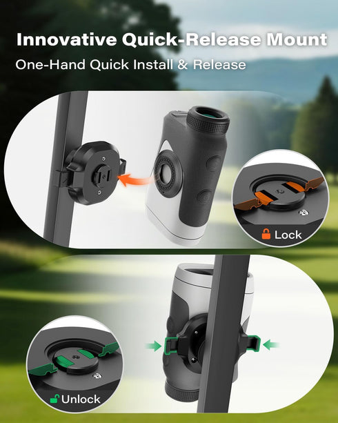A2C 3M 1s Magnetic Range Finder Holder One-Lock Golf Rangefinder Mount with Adhesive Adapter, Lock & Release, Golf