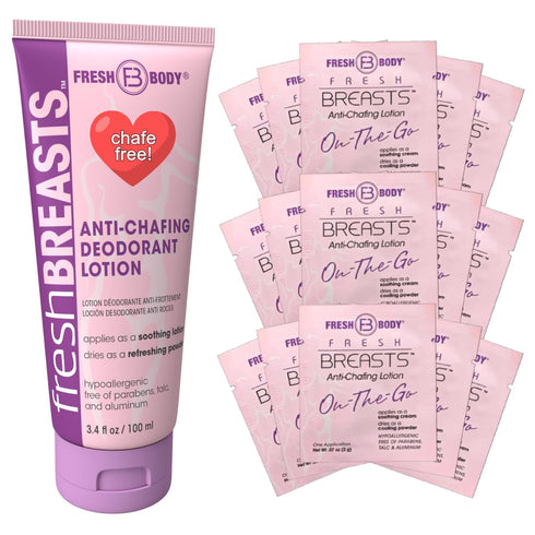 FRESH BREASTS Set - Anti Chafing Deodorant Lotion to Powder for Women,