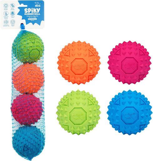 Best Pet Supplies Squeaky Rubber Dog Toy, Ideal for Chewers, Pack of 4 (Fuchsia, Green, Blue, Orange), Medium 2.5"