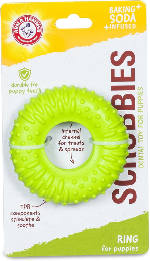 Arm & Hammer Scrubbies Puppy Chew Ring Dental Toy, Durable Teething Toy with Baking Soda, Interactive for Puppies