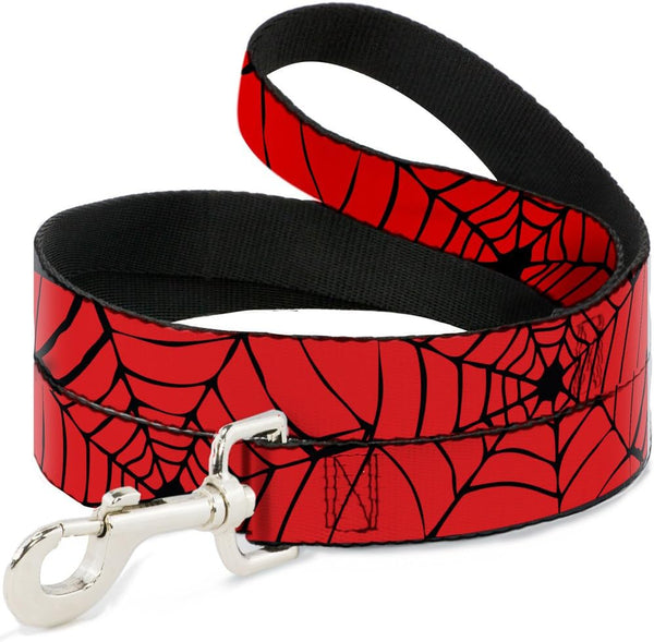 Buckle-Down Dog Leash, Spiderweb Red Black, 6 Feet Long, 1.0 Inch Wide
