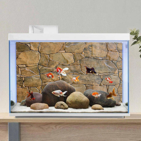 AWERT Stone Aquarium Background 72x18 inches, Rocky Fish Tank Background, Vinyl Terrarium Background