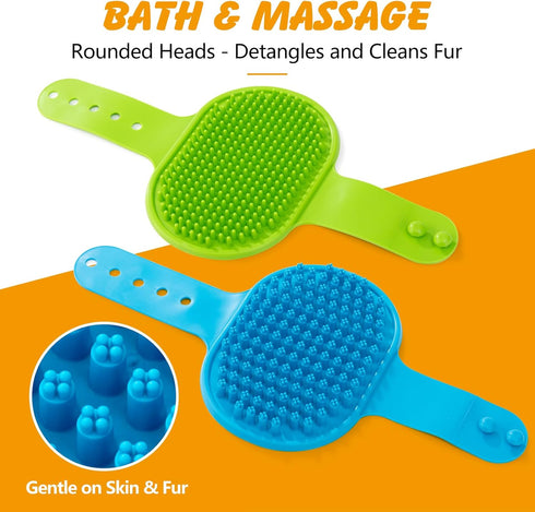 6PCS Set, ondware Dog Bath Brush Dogs Scrubber for Short and Long Haired Dogs, Dog Shampoo Brush for Shedding, Bathing