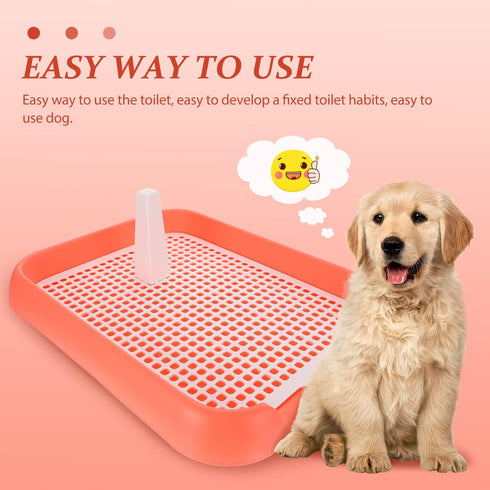 Mikikit Dog Potty Tray Toilet, Pet Toilet Training Potty Tray Portable Dog Litter Box Pad with Grid Puppy Trainer Pan