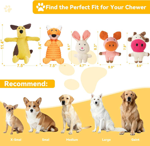 Generic 5 Pack Squeaky Plush Dog Toys: Tough Stuffed Toys - Chew Teething Crinkle Boredom Relief for Puppy Small Medium