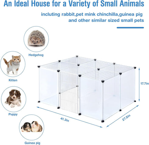 17.7 13.7 inches, 18 BRIAN & DANY Pet Plastic Playpen, Play Pen Indoor for Kitten, Hamster, Rabbit, Guinea Pig, Clear