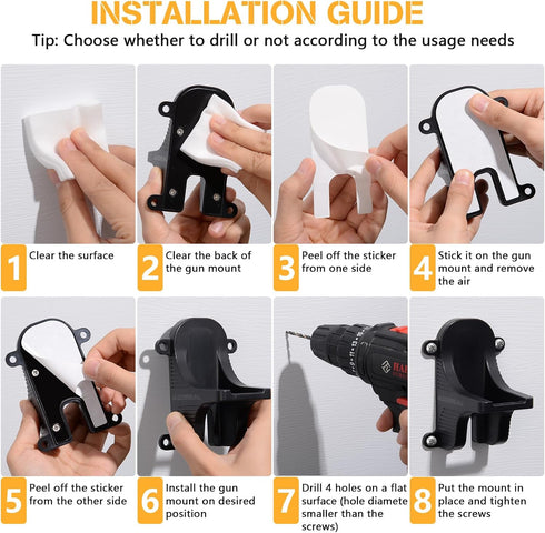 Adoreal Magnetic Gun Mount, Hole Free Gun Holster for Vehicle Home or Office, Side Magazine Magnetic Suction Concealed