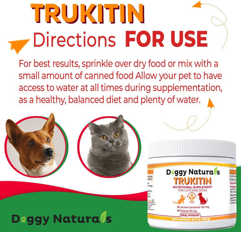 Trukitin Chitosin Based Phosphate Binder for Cats & Dogs, Natural Renal Support Supplement, Made in U.S.A