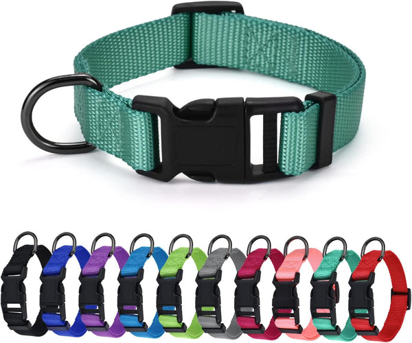 AUDWUD Thick Nylon Collar, Classic Adjustable Dog Collar in Multiple Colors for All Dog Sizes