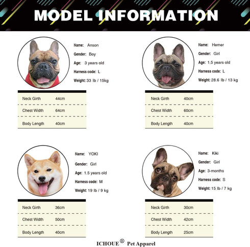 iChoue French Bulldog Harness - Adjustable Padded Locked Buckle with Handle for Frenchie, Pug, English, Boston Terrier