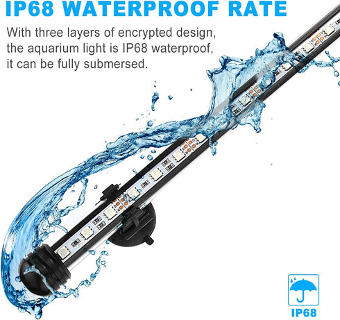 GreenSun Fish Tank Aquarium Light, Submersible LED Lamp, 15 Inch Waterproof Strip with APP Control