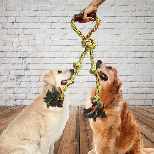 Extra Large Dog Rope Toys, Heavy Duty Tug of War Interactive Chew Rope, Durable 3 Way Dog Rope with Handle