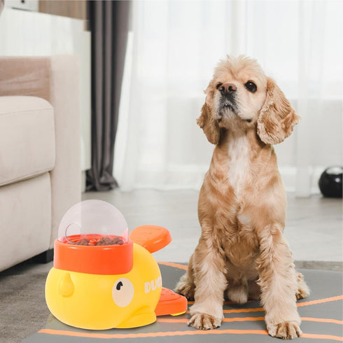 Nuytghr 8.66x5.51x4.33inches Interactive Food Dispenser for Cats, Automatic Cartoon Feeder, Duck-Shaped Cat Feeder