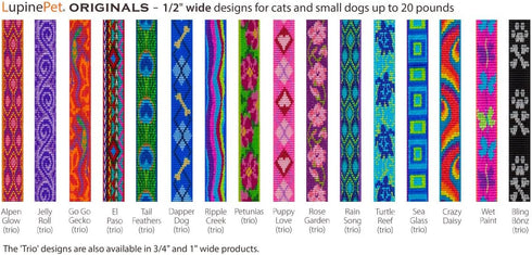 Lupine Leash, 4-foot by 1/2" Wide, Petunias