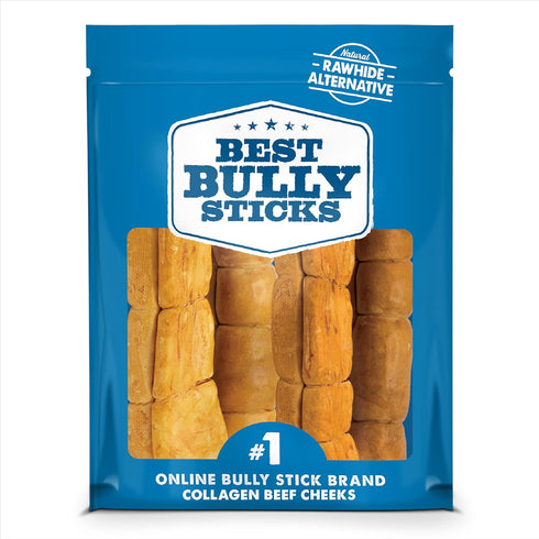 Best Bully Sticks Peanut Butter Beef Cheek Dog Treats - 4-Pack, Natural Collagen Chews