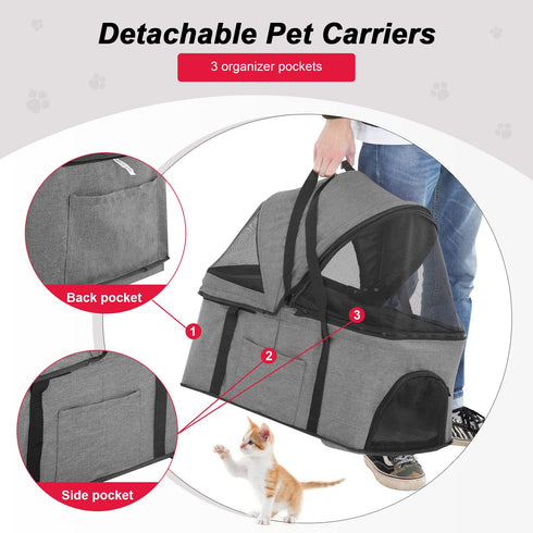 3-in-1 BestPet Pet Stroller Premium Multifunction Dog Cat Jogger Stroller for Medium Small Dogs Cats with Folding