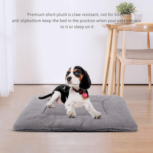 Reversible Dog Bed Mat, Plush and Corn Velvet Soft Warm Pet Cushion, Washable Sleeping Mattress for Small Medium Large