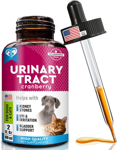 Cat & Dog Urinary Tract Infection Treatment - Natural UTI Medicine, Cranberry-Kidney+Bladder Support Supplement Drops