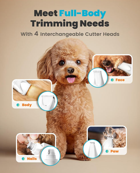 4 1, 2000mAh Trimmer oneisall Quiet Dog Grooming Kit in LED Light Dog Nail Grinder, Pet Grooming Clippers Paw for Paw