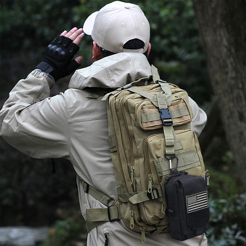 Tactical Molle Pouch Military Waist Bag, Outdoor EDC Tool Bag Organizer with U.S.A Patch and Carabiner Included