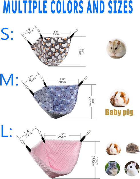 GOMICRAFT Pack 2 Hammock of Hanging Corner with Hooks for Rats, Squirrels, Sugar Gliders, Guinea Pigs, Hamsters
