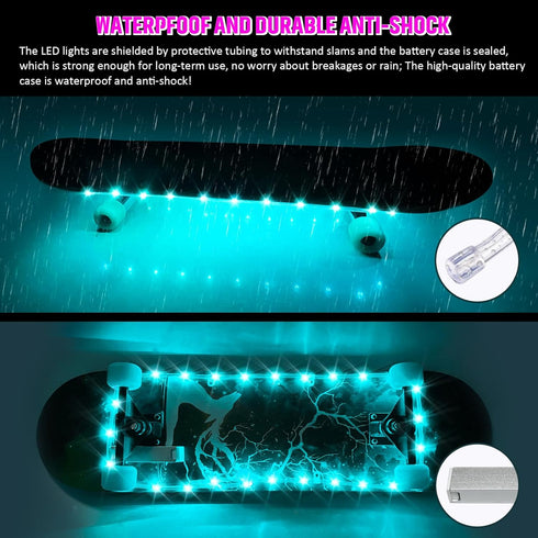 Upgraded USB Charging LED Skateboard Light, Remote Control Rim Light, 16 Color Change, Waterproof, Shockproof