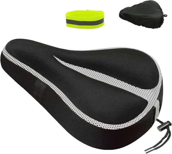 Gel Bike Seat Cover Padded Bicycle Saddle Covers for Women & Men, Most Comfortable Soft Cushion Cover for Spin Indoor