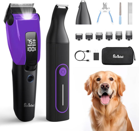 PAPMINI Dog & Cat Grooming Kit for Thick Coats, Heavy Duty Rechargeable