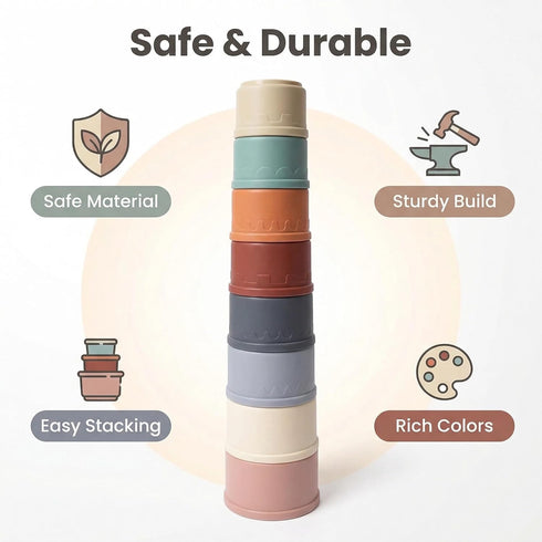 Fancypost 8 Pcs Stacking Cups for Rabbits, Bunny Nesting Toys for Small Animals - Multi-Color Plastic Cups for Hamsters