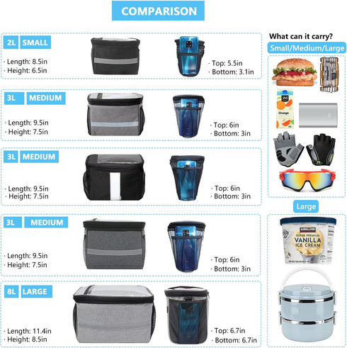 Kids Bike Basket with Phone Mount and Cooler, Toddler Bike Handlebar Bag for Girls & Boys