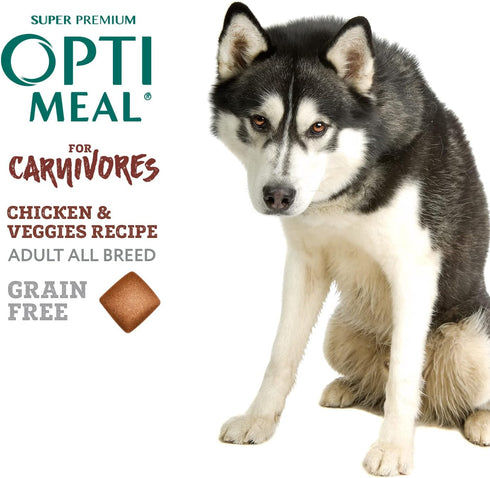 OPtimeal Grain-Free Dog Food, Balanced Dry Recipe with Immunity Support, Non-Grain for All Breeds, 3.3 lbs, Chicken &