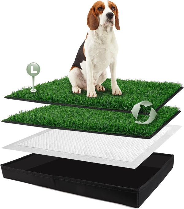 HQ4US 4LEGS Dog Grass Pad with Foldable Dog Litter Box, Large Liner
