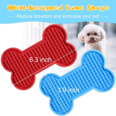 Lick Mat for Dogs, 2 Pack Peanut Butter Licking Mats, Slow Feeding Bowl for Pet Food and Grooming