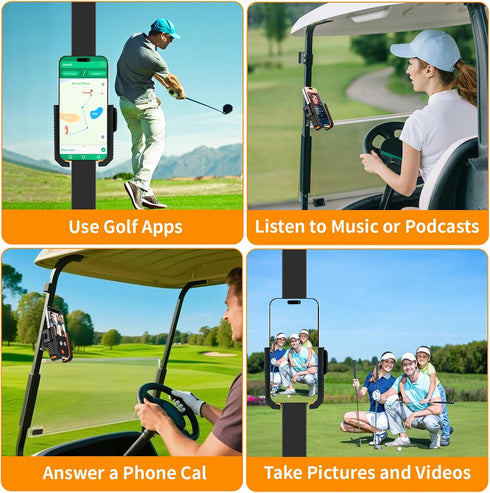 Ckepvo N52 360 4-7", Magnetic Golf Cart Phone Holder Magnets & Rotation,Tool-Free Install for EZGO/Club Car/Yamaha,Fits