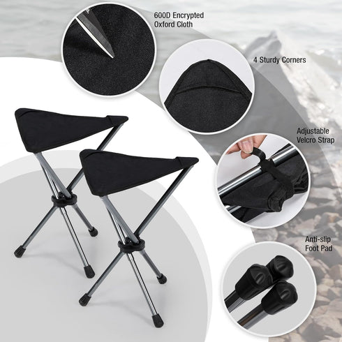 3 Backpacking REDCAMP Ultralight Camping Stool with Retractable Legs, Portable Legged Tripod Camping Stools for Adults